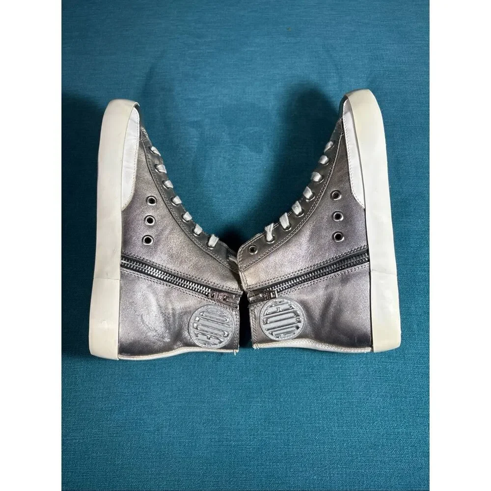 Golden Goose Francy Metallic Silver High Top Sneakers Womens Size 38 EU 8 US